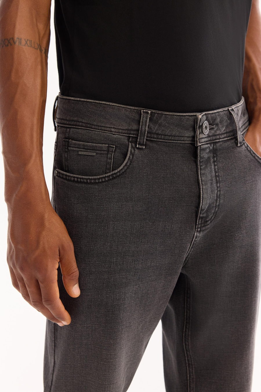 Antrasit Eskitme Yıkamalı Straight Fit Jean Pantolon