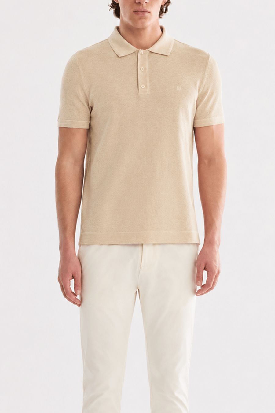 Bej 3 Düğmeli Polo Yaka Triko T-Shirt