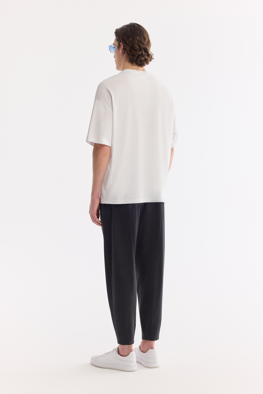 Ekru Bisiklet Yaka Oversize Rayon Tshırt