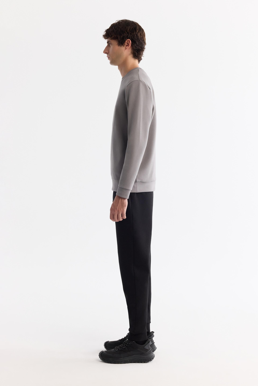 Gri Bisiklet Yaka Sweatshirt