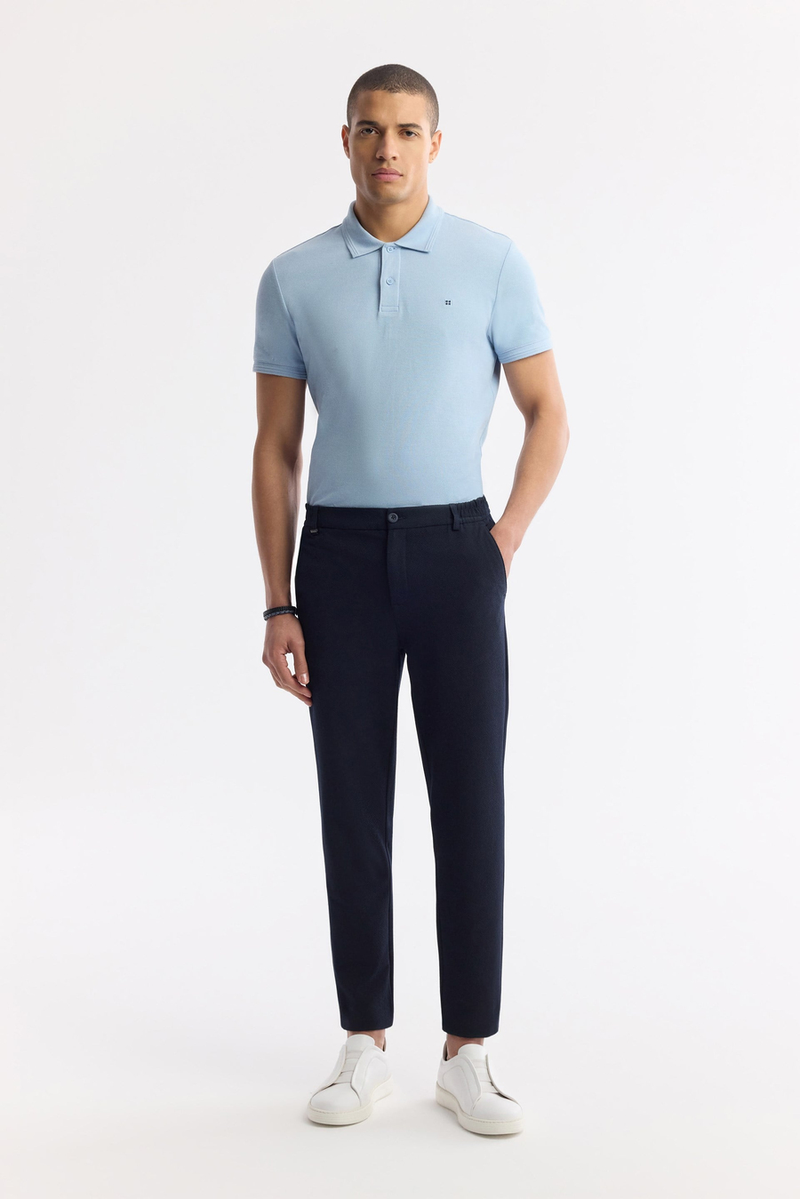 Lacivert Beli Lastikli Bi-Stretch Chino Pantolon