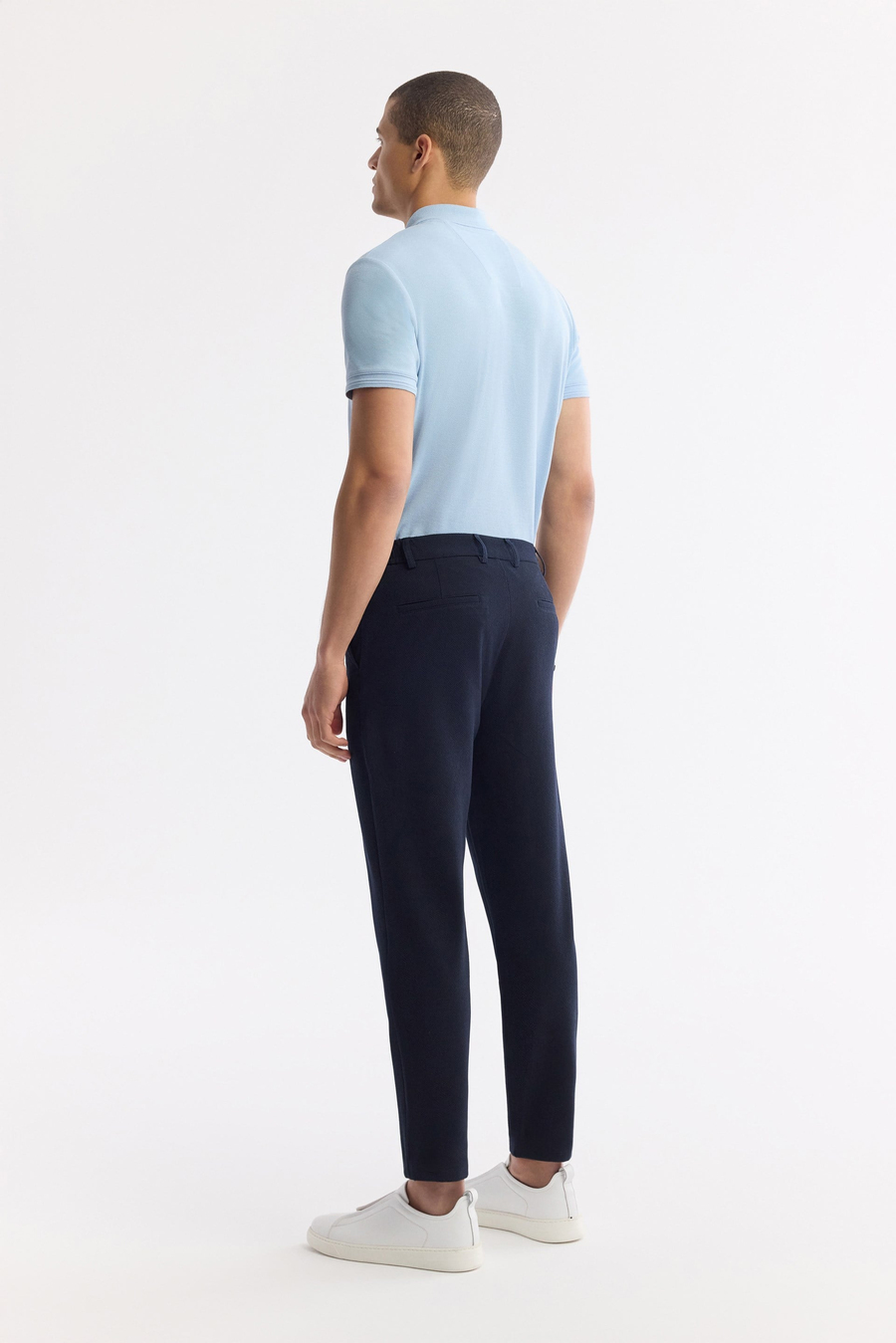 Lacivert Beli Lastikli Bi-Stretch Chino Pantolon