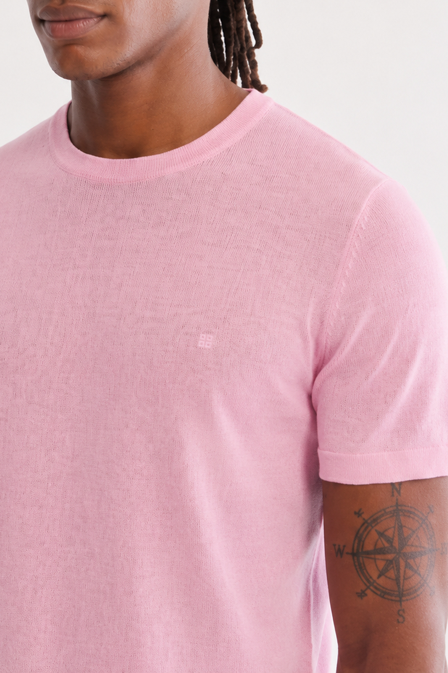 Pembe Bisiklet Yaka Triko T-Shirt 