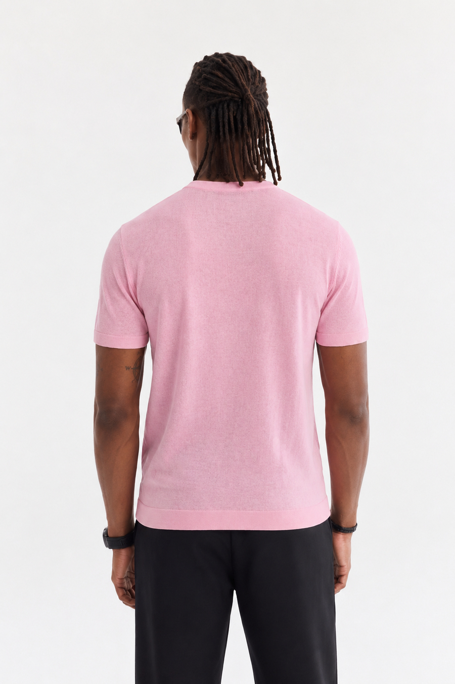 Pembe Bisiklet Yaka Triko T-Shirt 