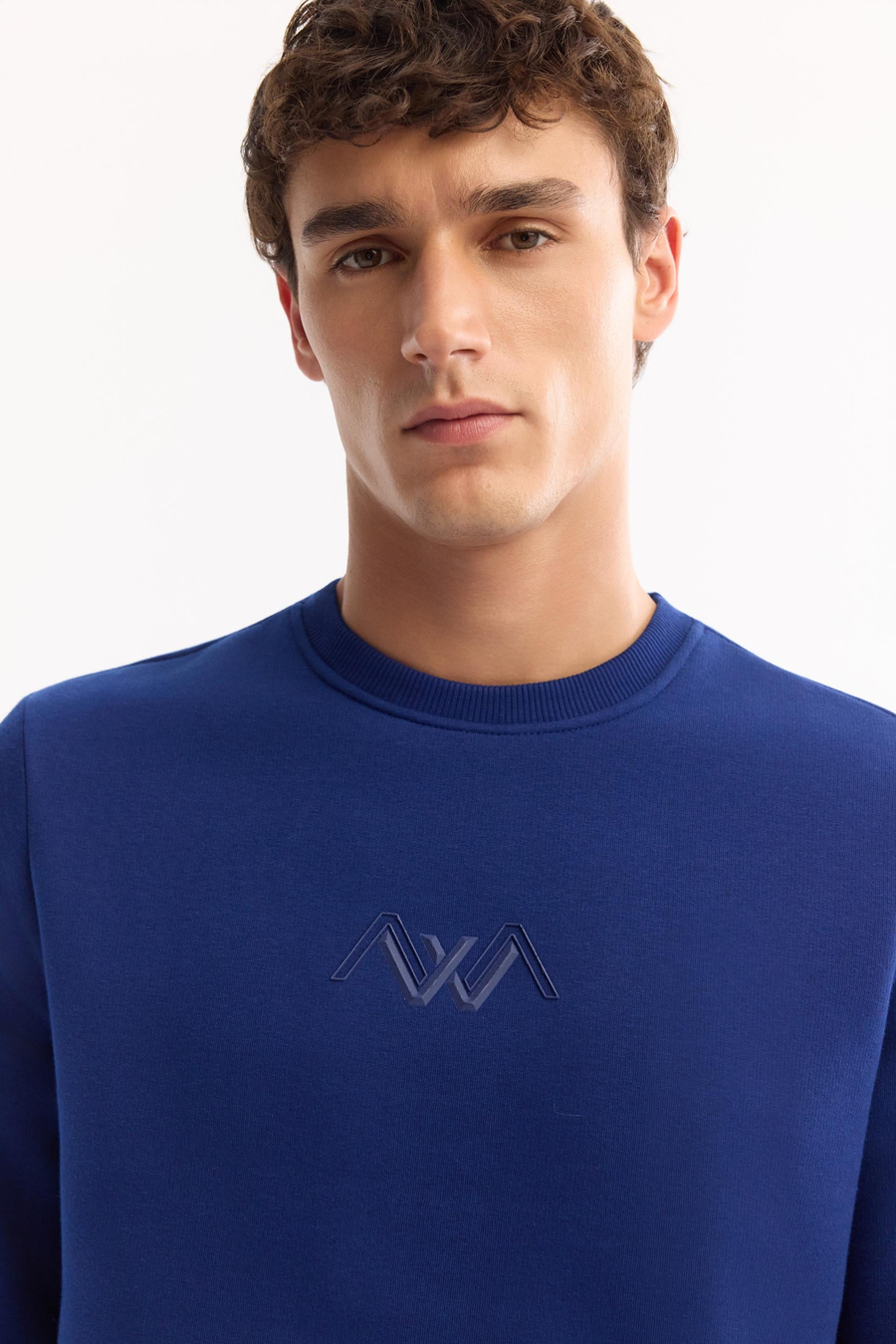 Saks Bisiklet Yaka İçi 3 İplik Şardonlu Sweatshirt