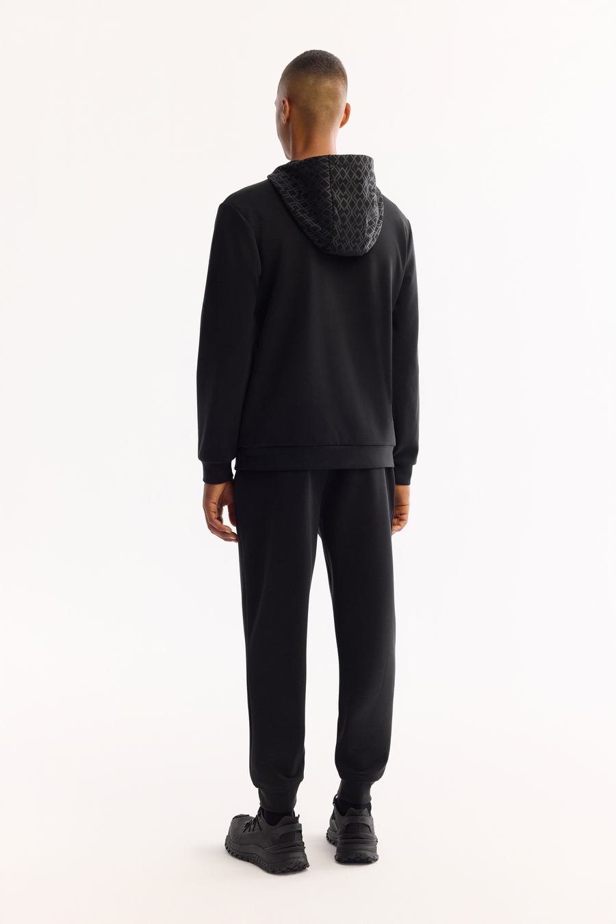 Black Hooded Soft Touch Printed Sweatshirt