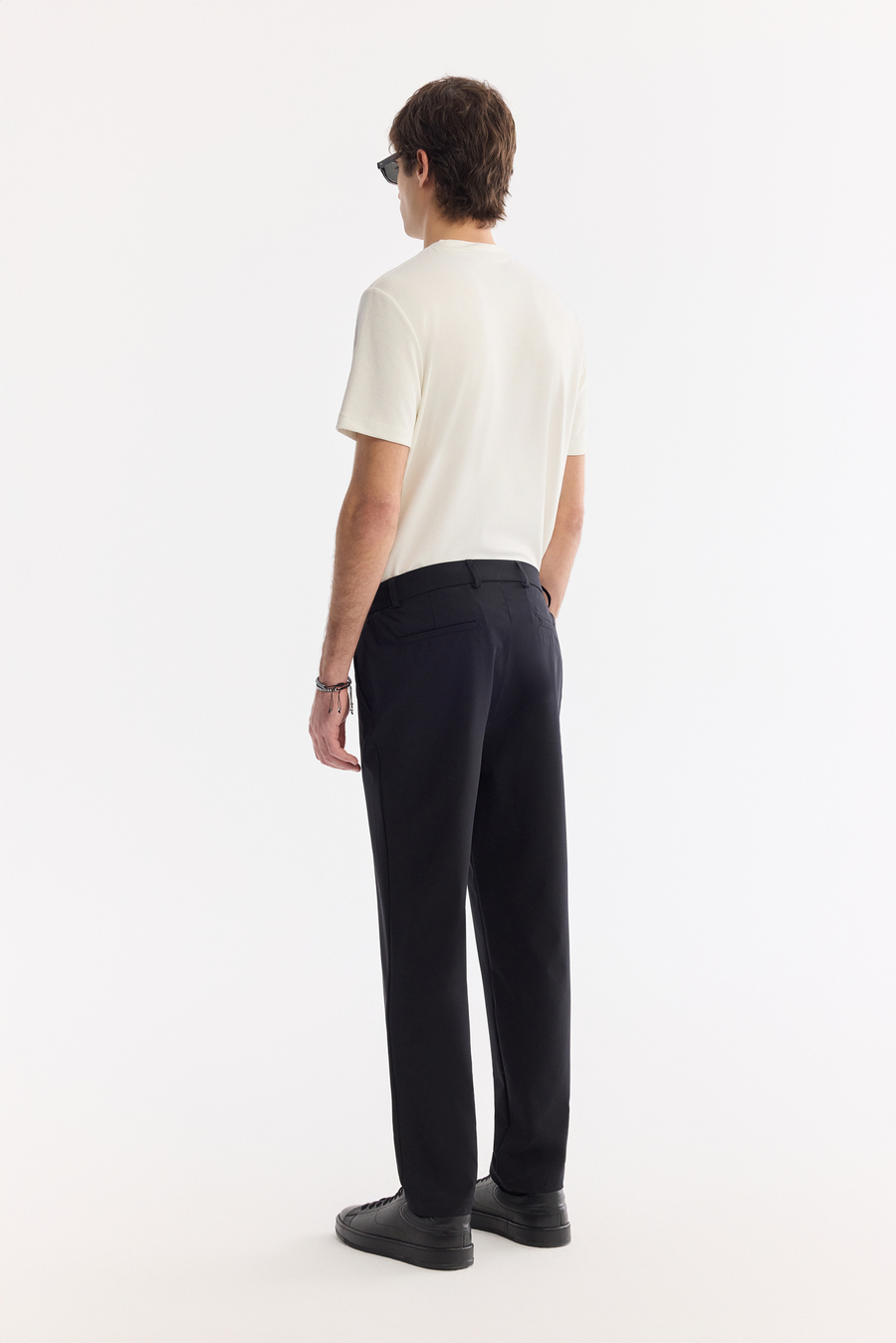 Siyah Yanı Lastikli Teknik Kumaş Nora Slim Fit Pantolon