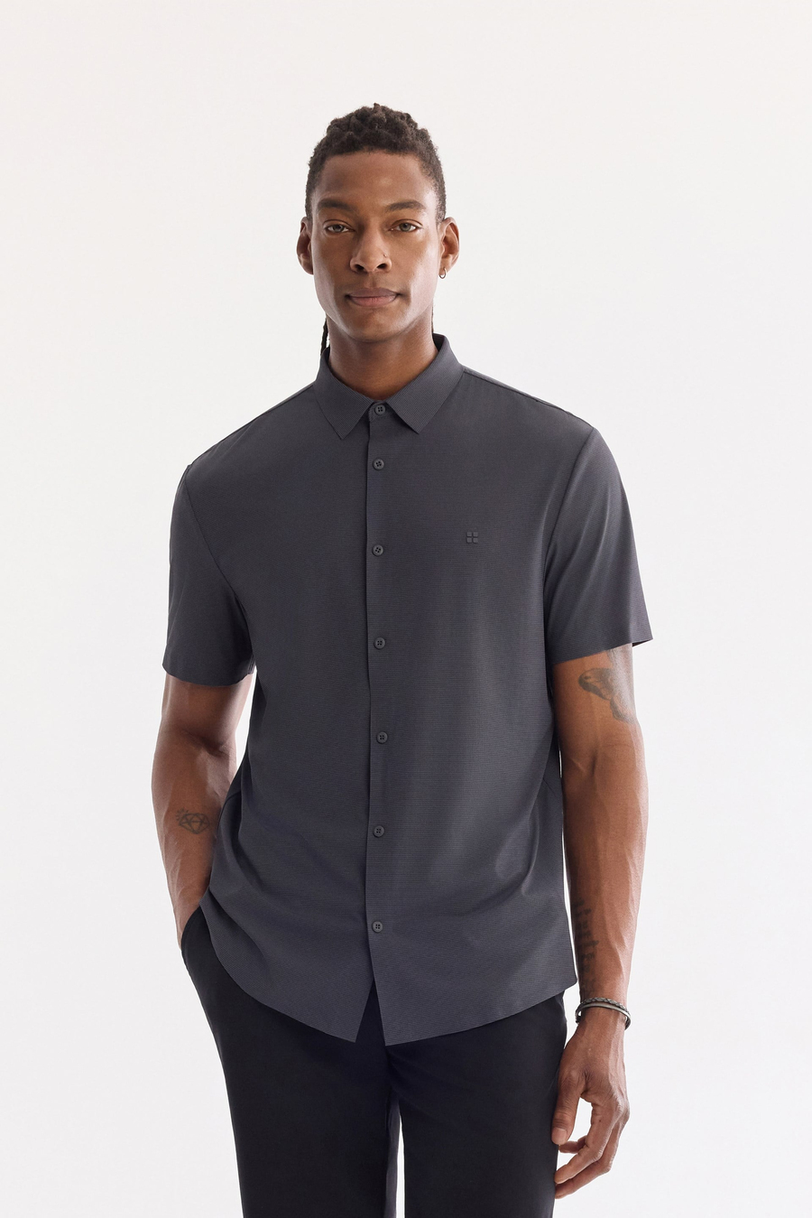 Siyah Yanı Lastikli Teknik Kumaş Olympus Relaxed Fit Şort