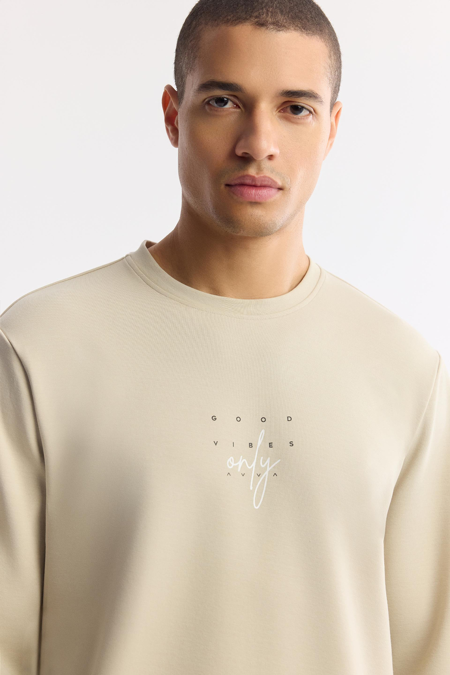Taş Bisiklet Yaka Baskılı İnterlok Sweatshirt