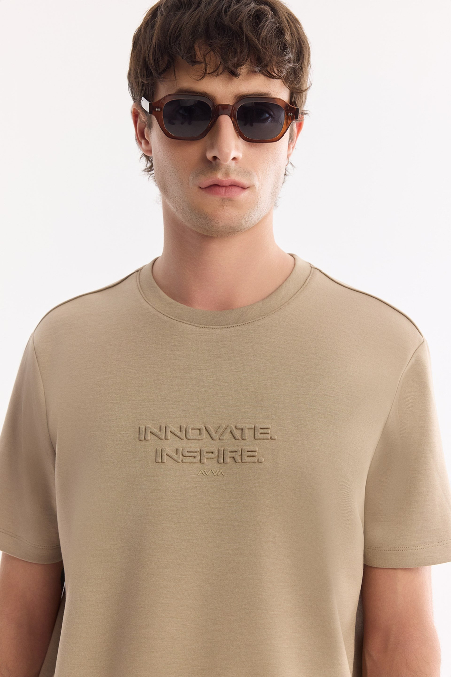 Vizon Bisiklet Yaka Gofre Baskılı İnterlok T-Shirt