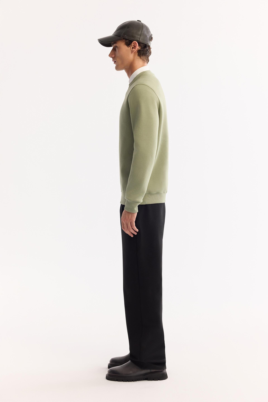Yeşil Bisiklet Yaka Piramit Baskılı 3 İplik Şardonlu Sweatshirt