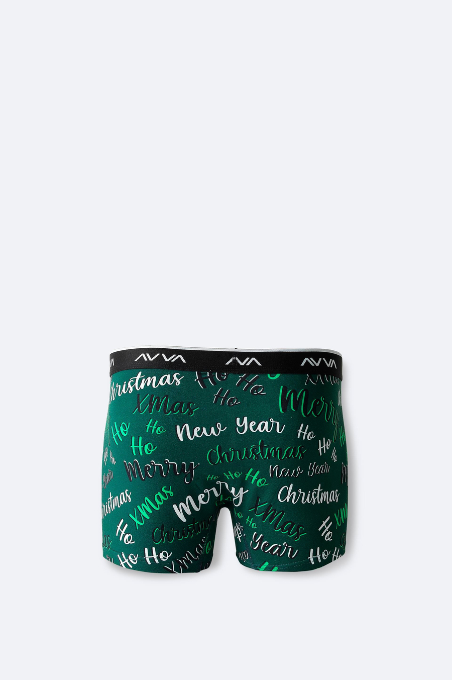 Yeşil Yılbaşı Desenli Tekli Kutu Boxer