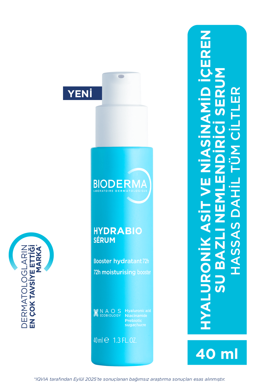 Bioderma Hydrabio Hyaluronik Asit & Niacinamide İçeren Su Bazlı Nemlendirici Serum 40 ML
