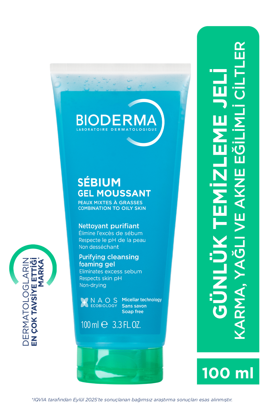 Bioderma Sebium Karma, Yağlı ve Akne Eğilimli Ciltler için Yüz, Vücut Temizleme Jeli 100 ml