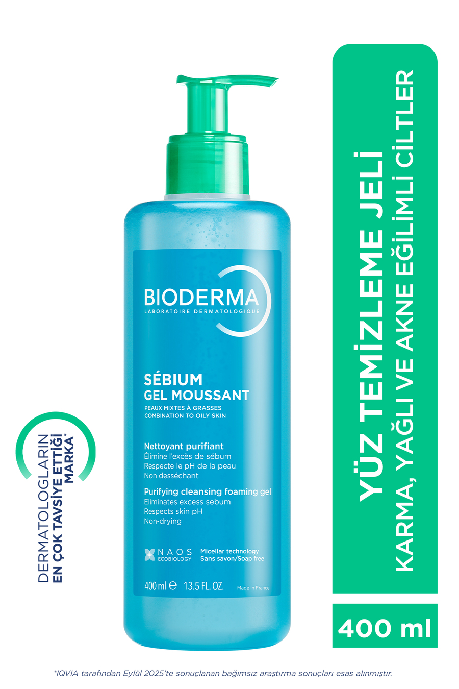 Bioderma Sebium Karma, Yağlı ve Akne Eğilimli Ciltler için Yüz, Vücut Temizleme Jeli 400 ml