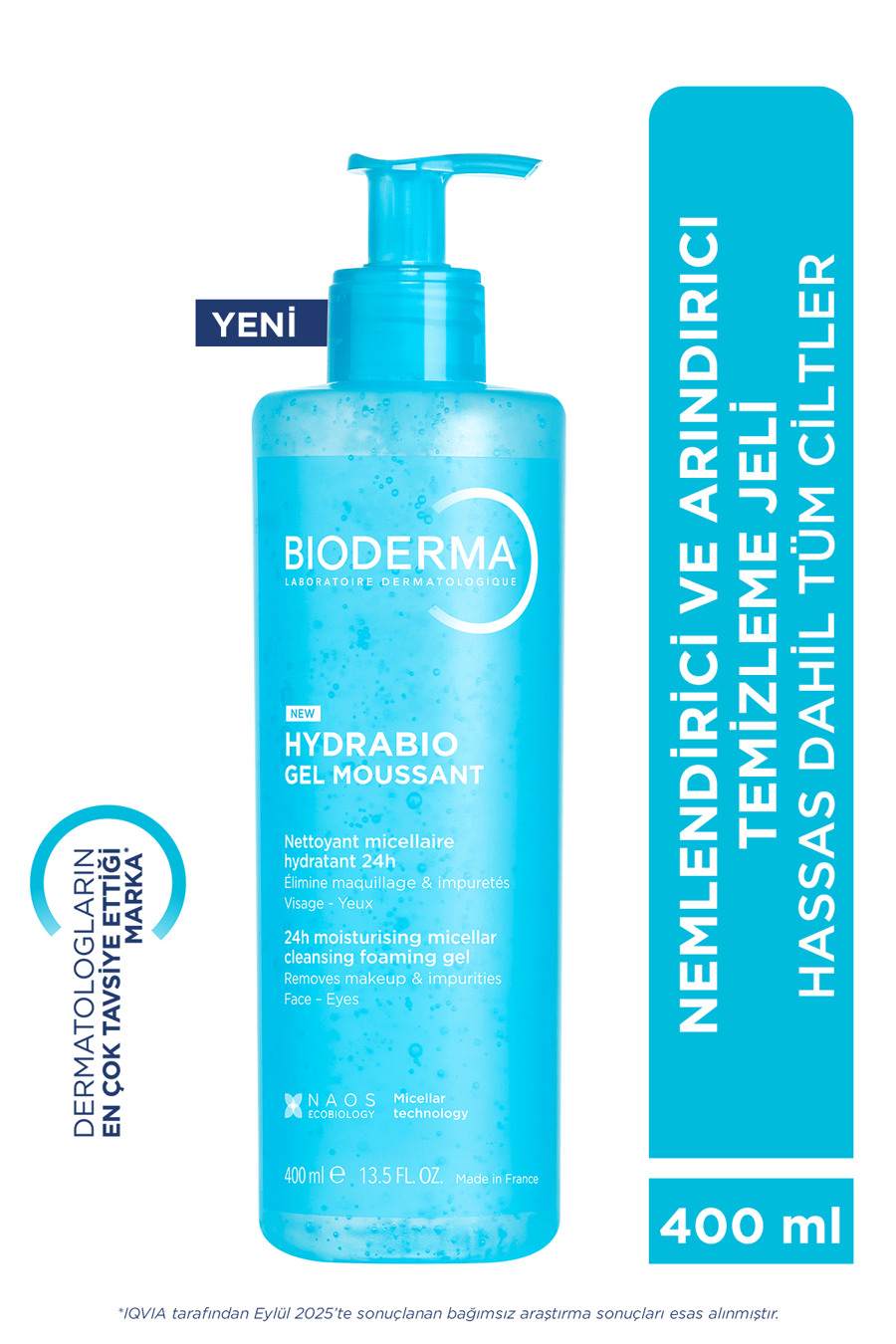 Bioderma Hydrabio Foaming Gel Tüm Ciltler Nemlendirici Etkili Yüz & Vücut Temizleme Jeli 400 ML