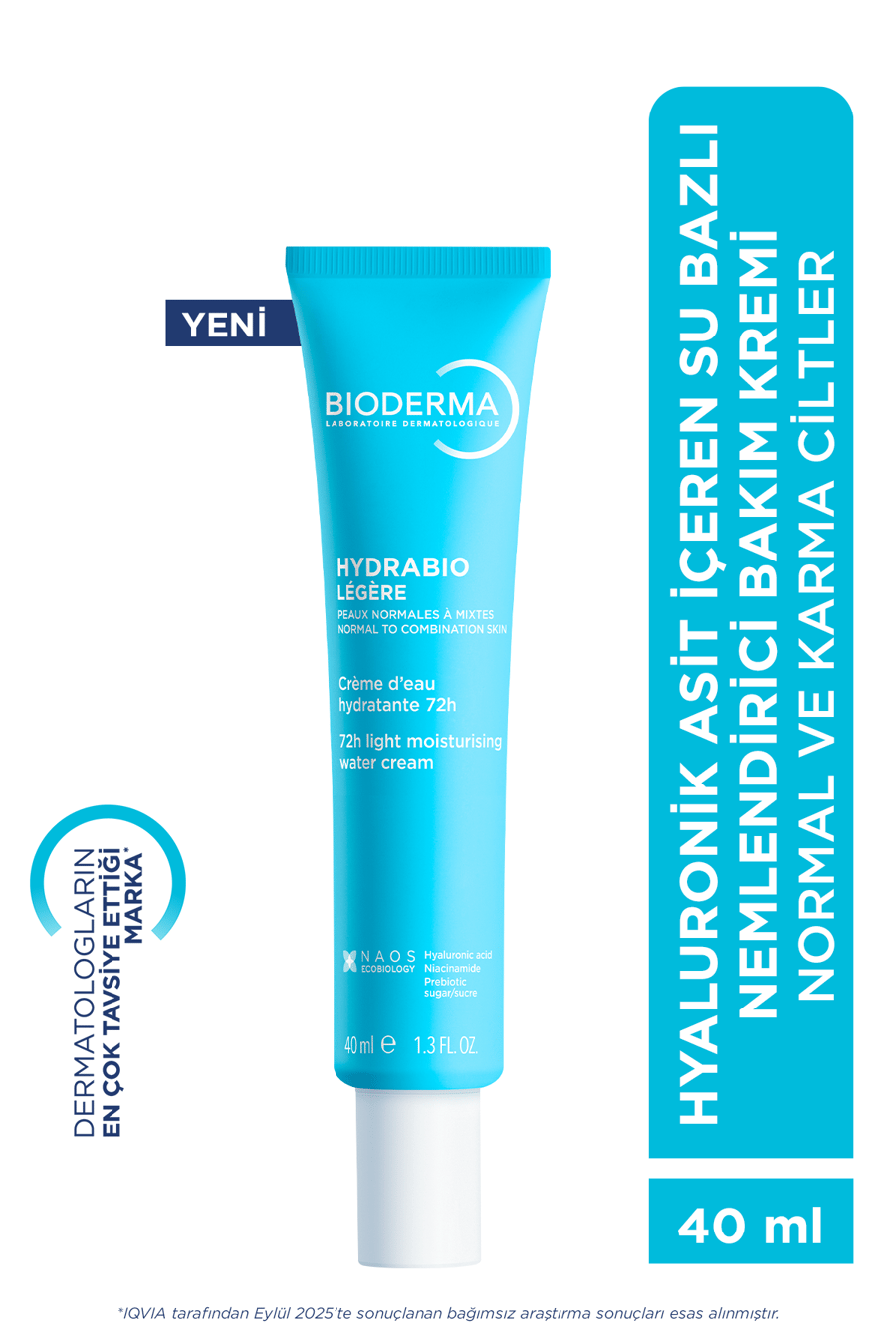 Bioderma Hydrabio Light Hyaluronik Asit İçeren Su Bazlı Nemlendirici Yüz Kremi 40 ML