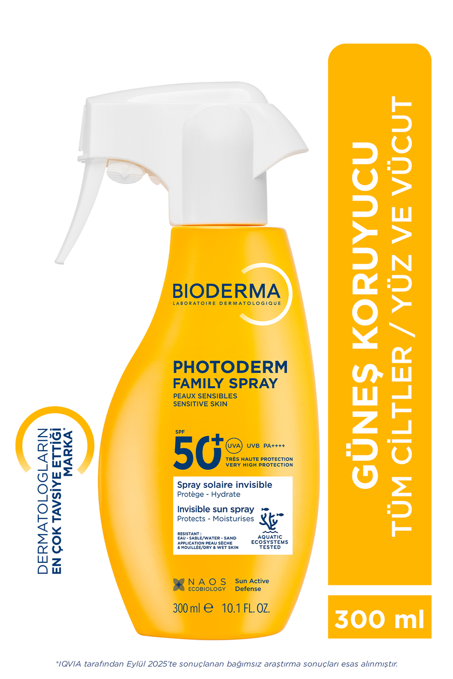 Bioderma Photoderm Spray SPF50+ Tüm Ciltler için Sprey Formda Yüksek Korumalı Güneş Kremi 300 ml