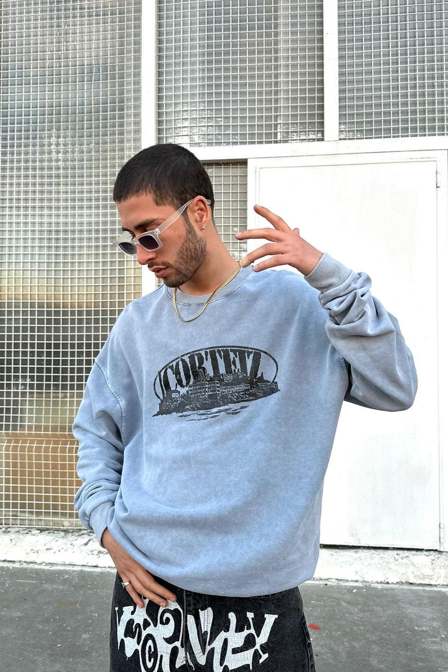 Acid Wash Gri Acid Wash Corte PM Oversize Sweat
