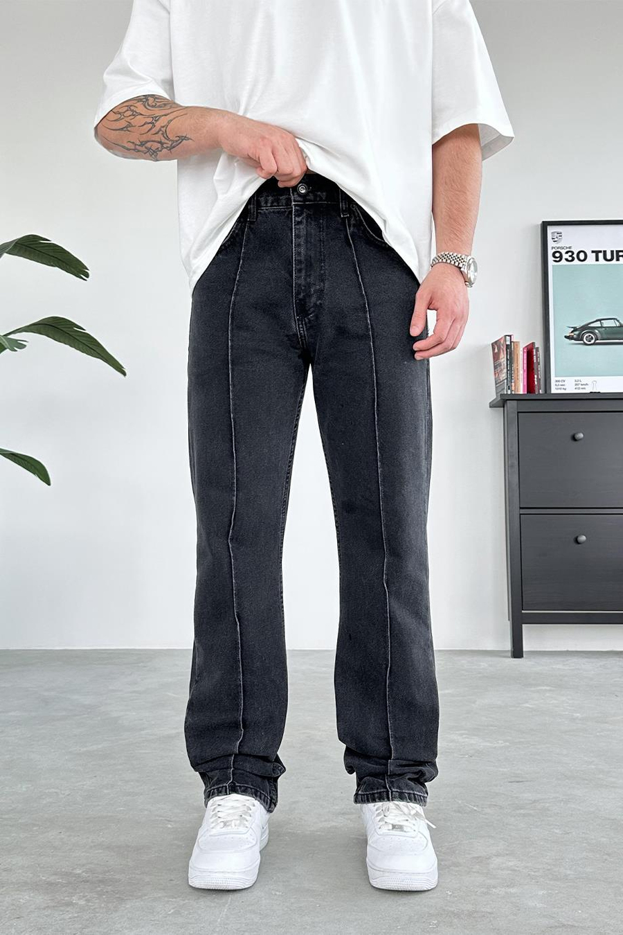 Füme Çımalı Crtz Nakış Detay Baggy Pantolon