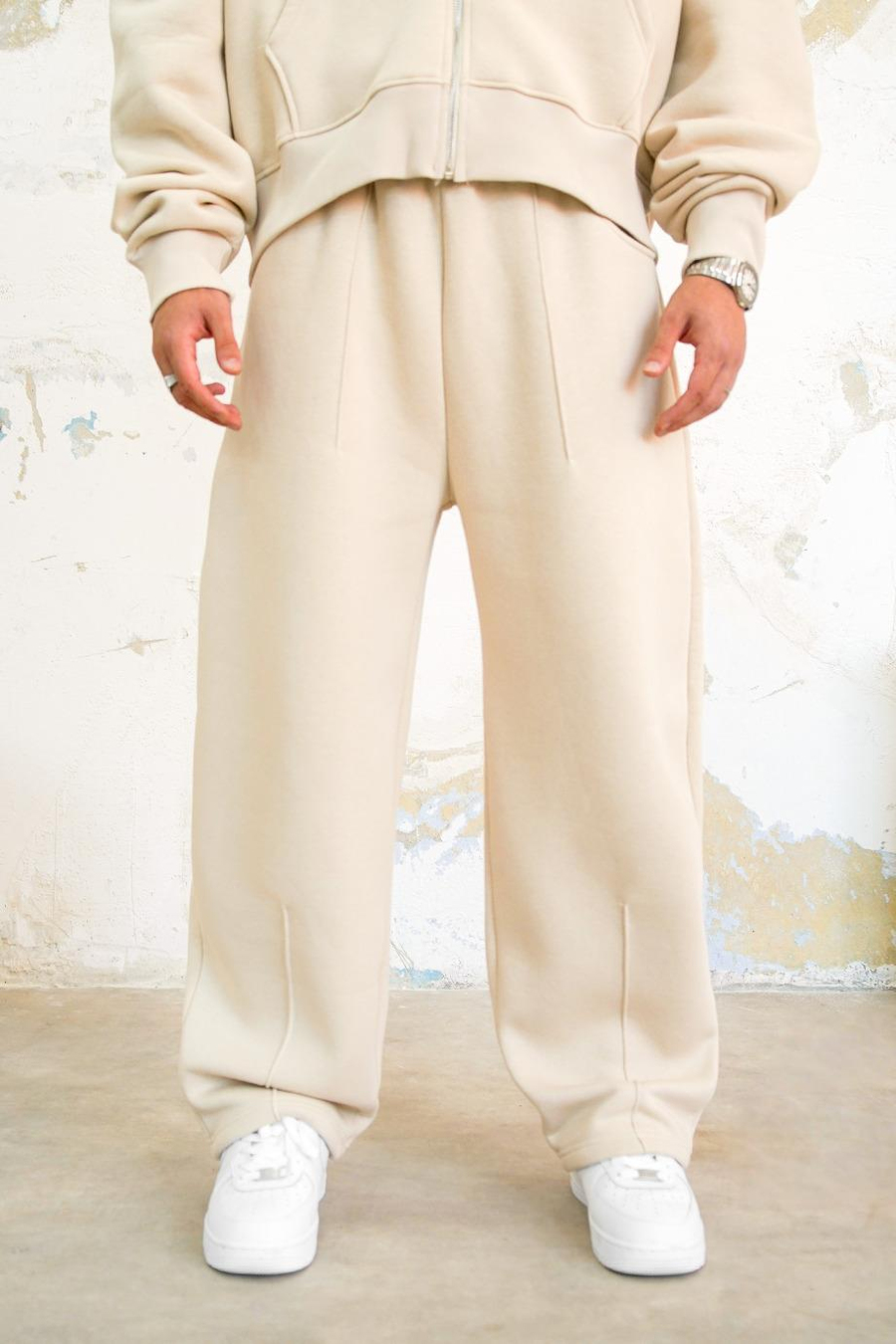 Krem Cozy Basic Pileli Baggy Eşofman