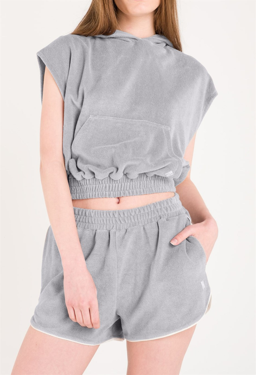 DIANA CROP HOODIE GRAY