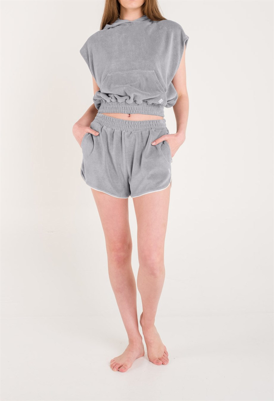 DIANA CROP HOODIE GRAY