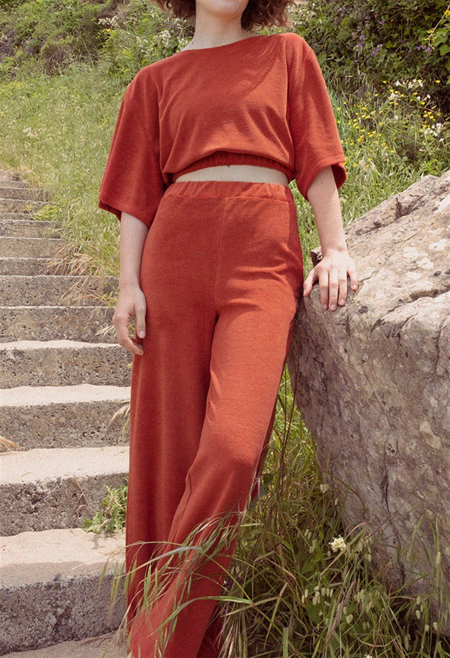 FARRAH TERRY TOP TERRACOTTA