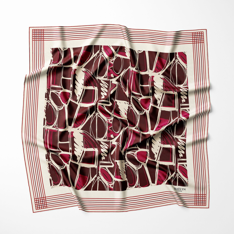 CRIMSON GEOMETRY TWILL İPEK EŞARP 
