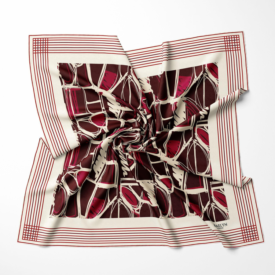 CRIMSON GEOMETRY TWILL İPEK EŞARP 