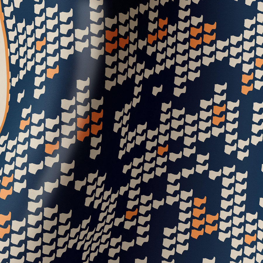 Geometric Harmony Twill İpek Eşarp 