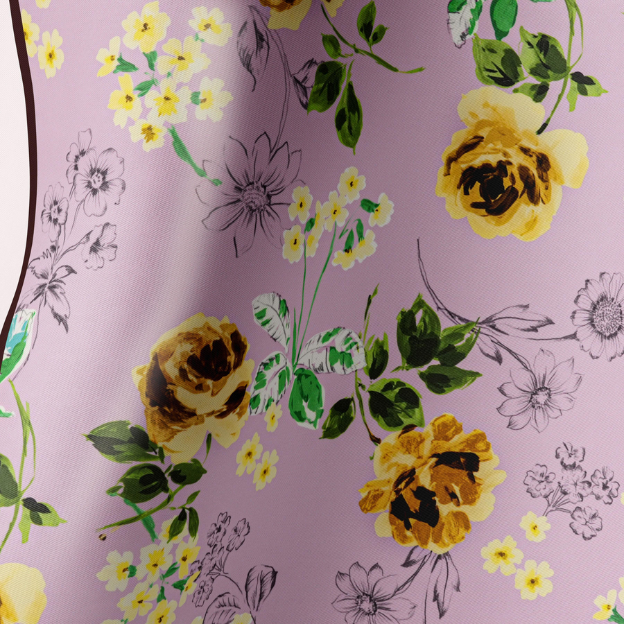 Lavender Rose Twill İpek Eşarp 