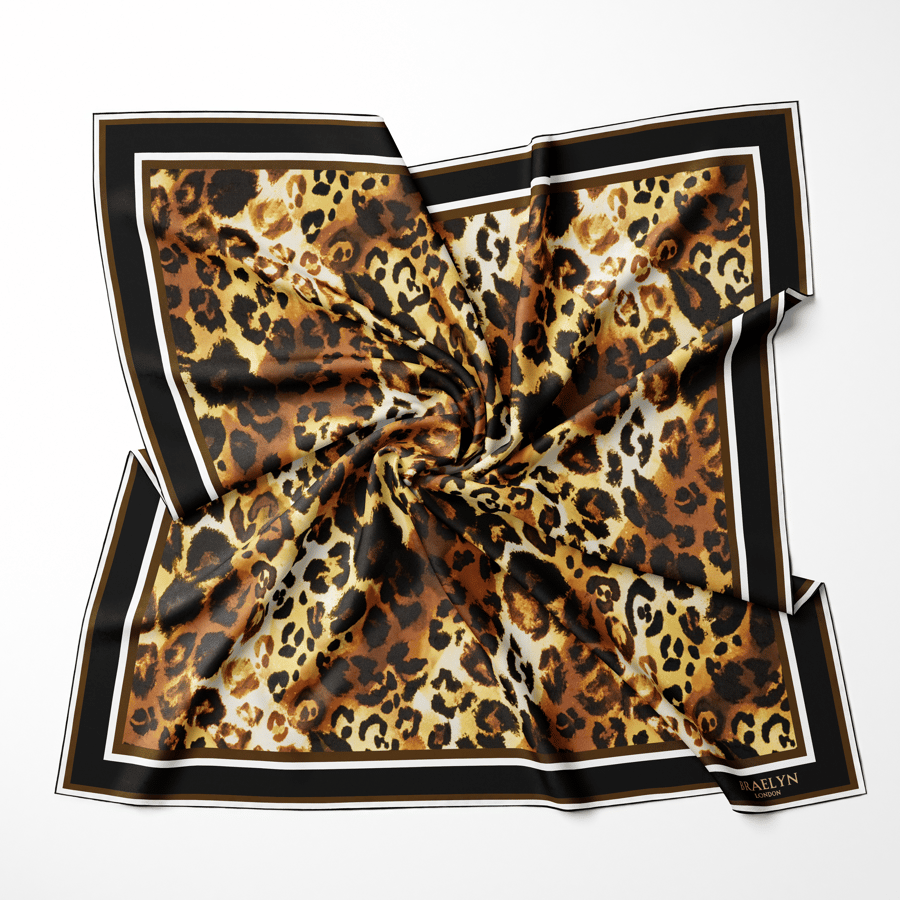 LEOPARD NOIR TWILL İPEK EŞARP 