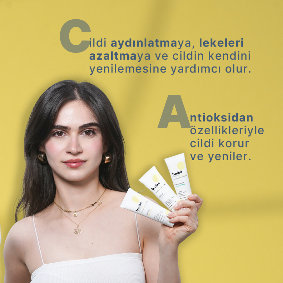 Aydınlatıcı, Cilt Tonu Eşitleyici Leke ve Kırışıklık Karşıtı %2 C Vitamini Krem Maske - 50 ml