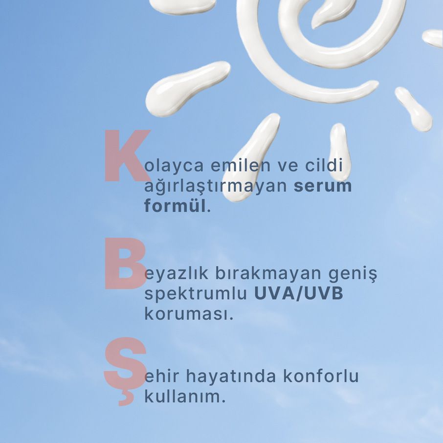 SPF 50+ Yüksek Korumalı Leke Karşıtı ve Günlük Güneş Serumu (Invisible Sun Fluid) Sun Drop - 30 ml