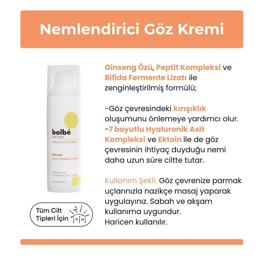 Yoğun Nemlendirici, Kırışıklık ve Koyu Halka Karşıtı Peptit İçeren Göz Çevresi Kremi - 30 ml