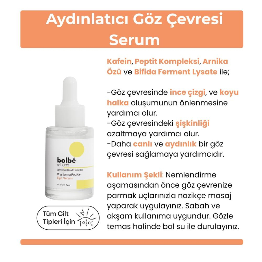 Göz Altı Torbalanma ve Koyu Halka Karşıtı, Kafein İçeren Göz Çevresi Serumu - 30 ml