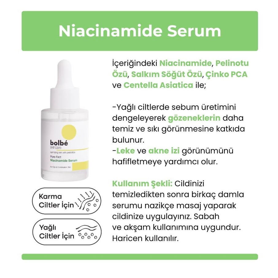 Gözenek Sıkılaştırıcı, Aydınlatıcı, Bariyer Güçlendirici Niacinamide Serum - 30 ml