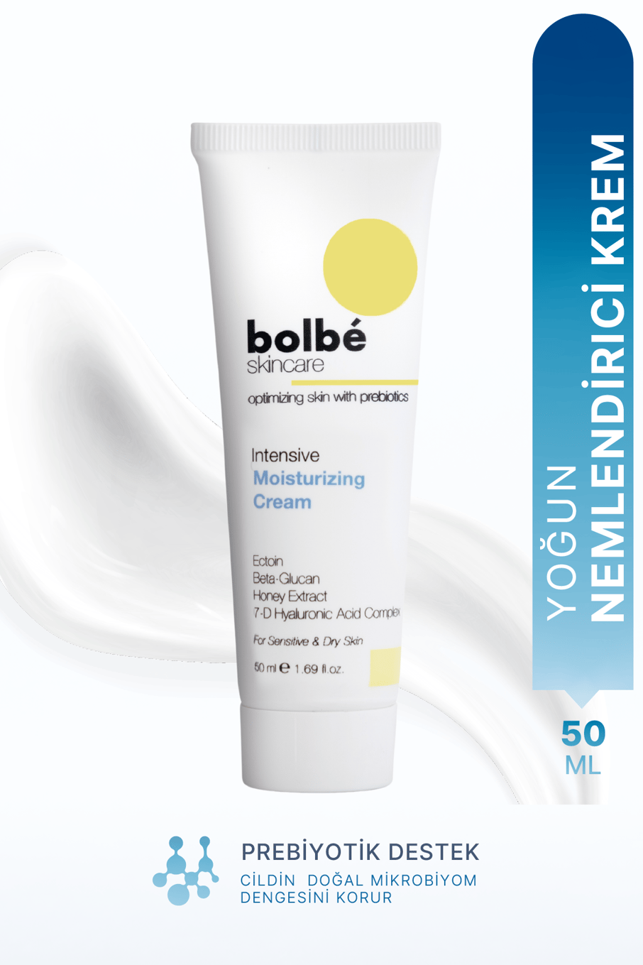 Yoğun Nemlendirici, Onarıcı ve Besleyici, Prebiyotikli Yüz Kremi (Hyaluronik Asit) - 50 ml