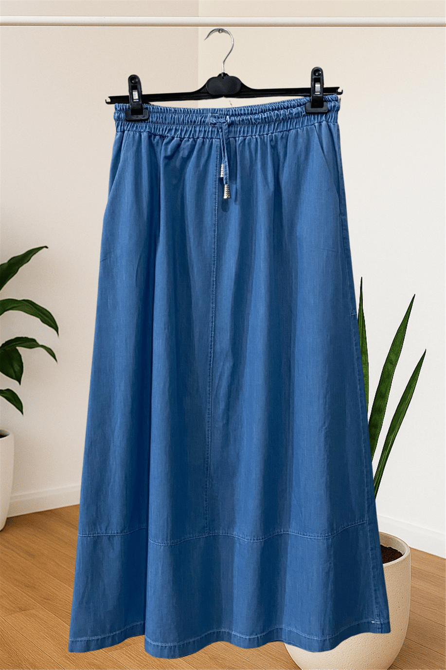 Ahsen Beli Büzgülü Etek Buz Mavi  - 25YAH1736