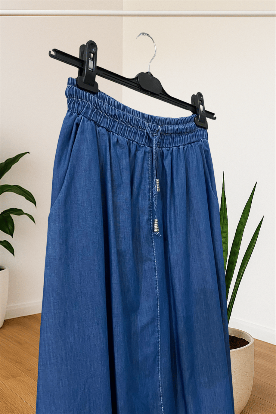 Ahsen Beli Büzgülü Etek Mavi  - 25YAH1736