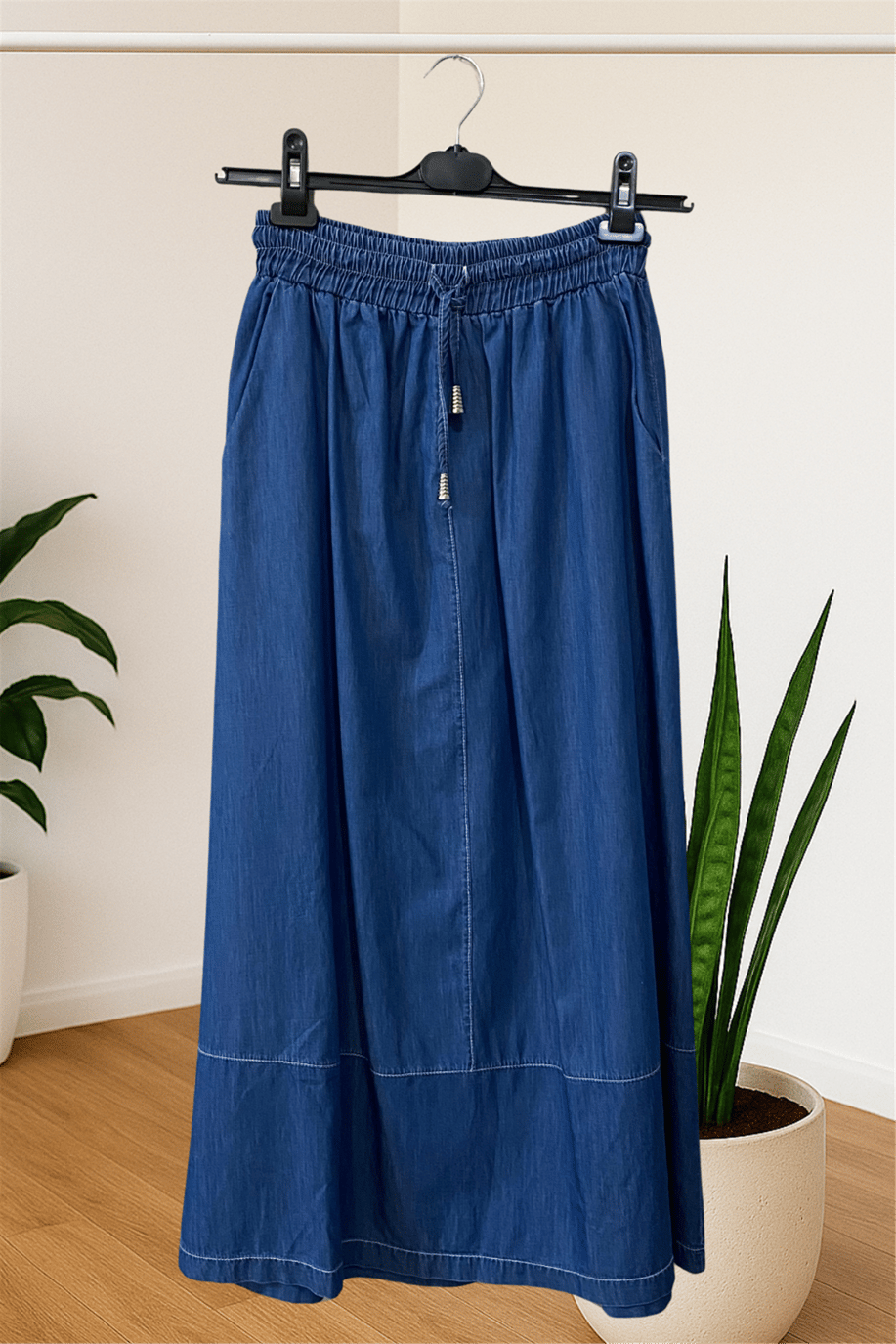 Ahsen Beli Büzgülü Etek Mavi  - 25YAH1736