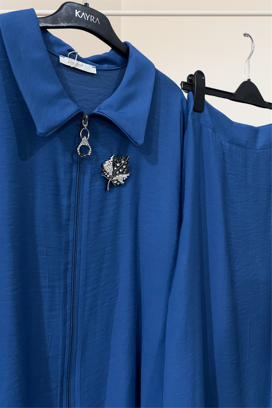 Ahsen Broş Detaylı Takım İndigo  - 25YAH9504