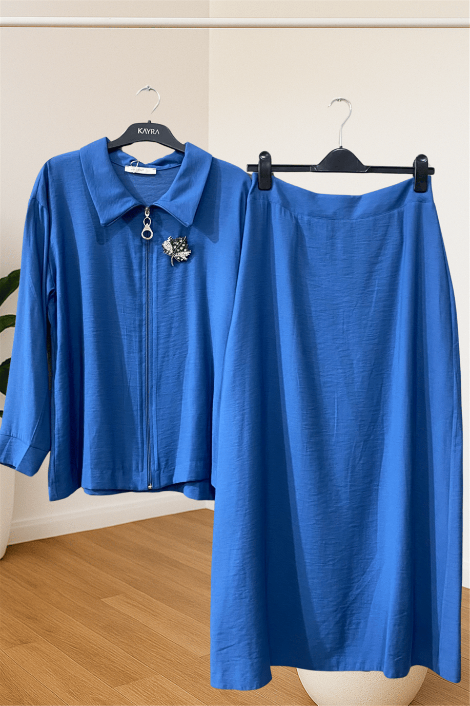 Ahsen Broş Detaylı Takım İndigo  - 25YAH9504