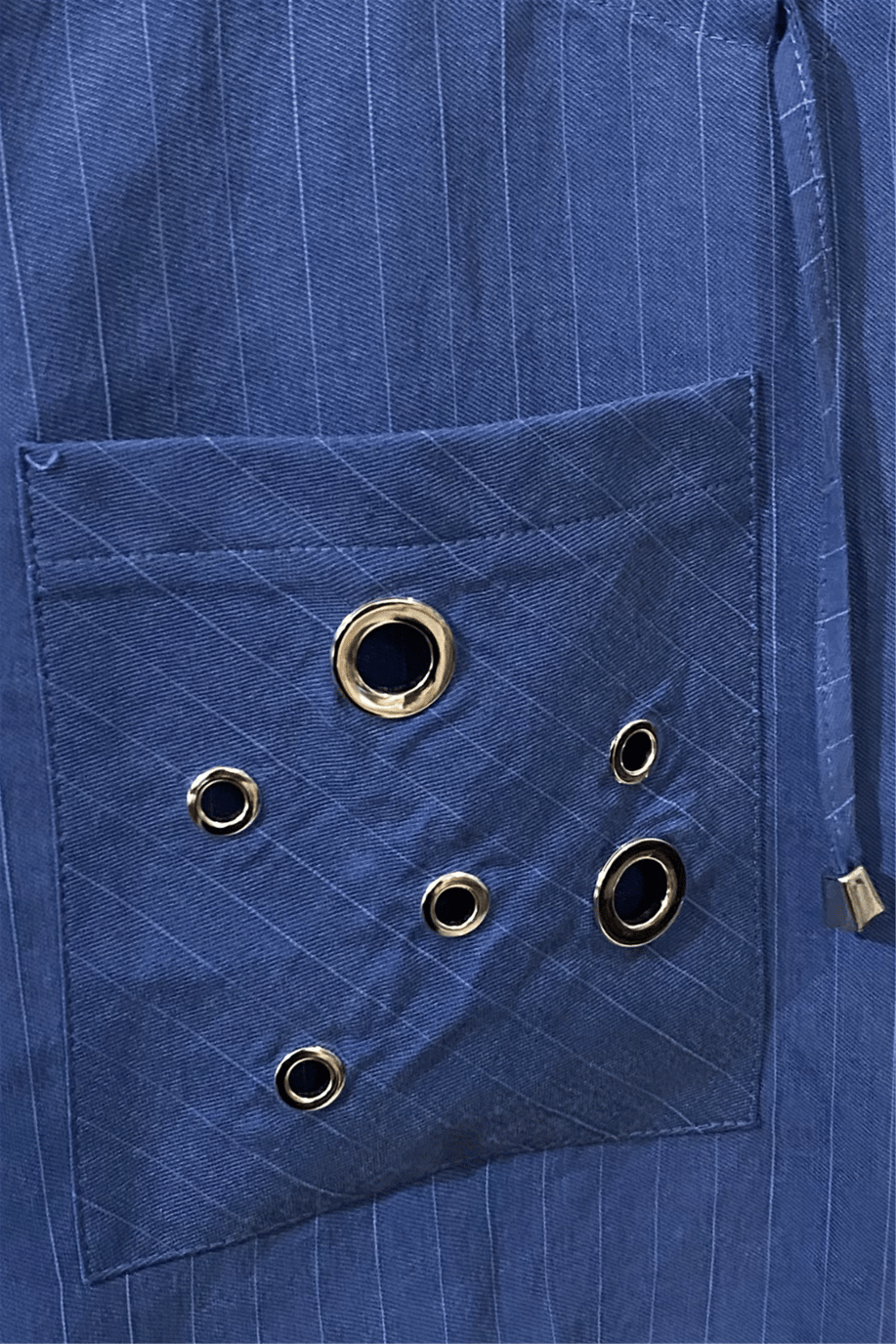 Ahsen İki Cepli Çizgili Ceket İndigo  - 25YAH3527