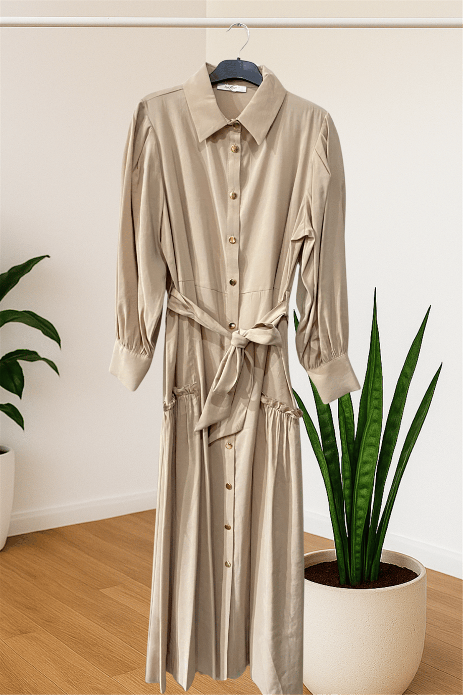 Ahsen Kemerli Elbise Bej  - 25YAH8534