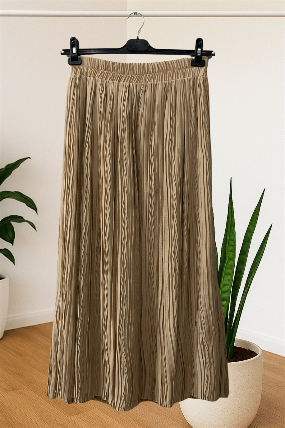 Ahsen Pliseli  Etek Camel  - 25YAH1708