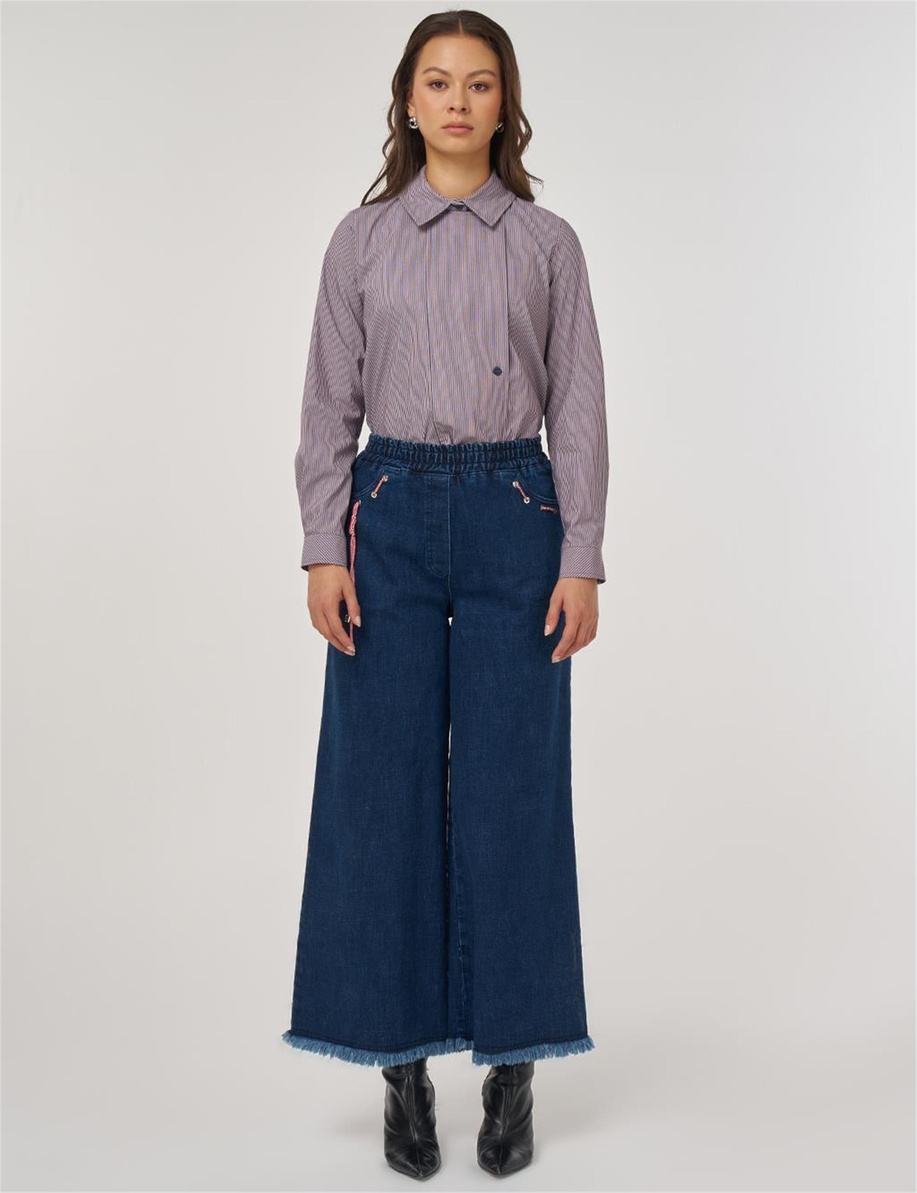 Aksesuar Detaylı Marine Fit Denim Pantolon İndigo