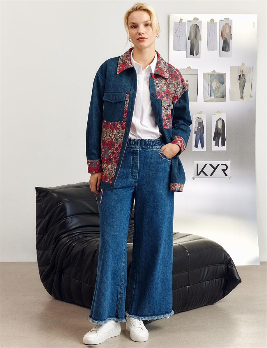 Aksesuar Detaylı Marine Fit Denim Pantolon İndigo