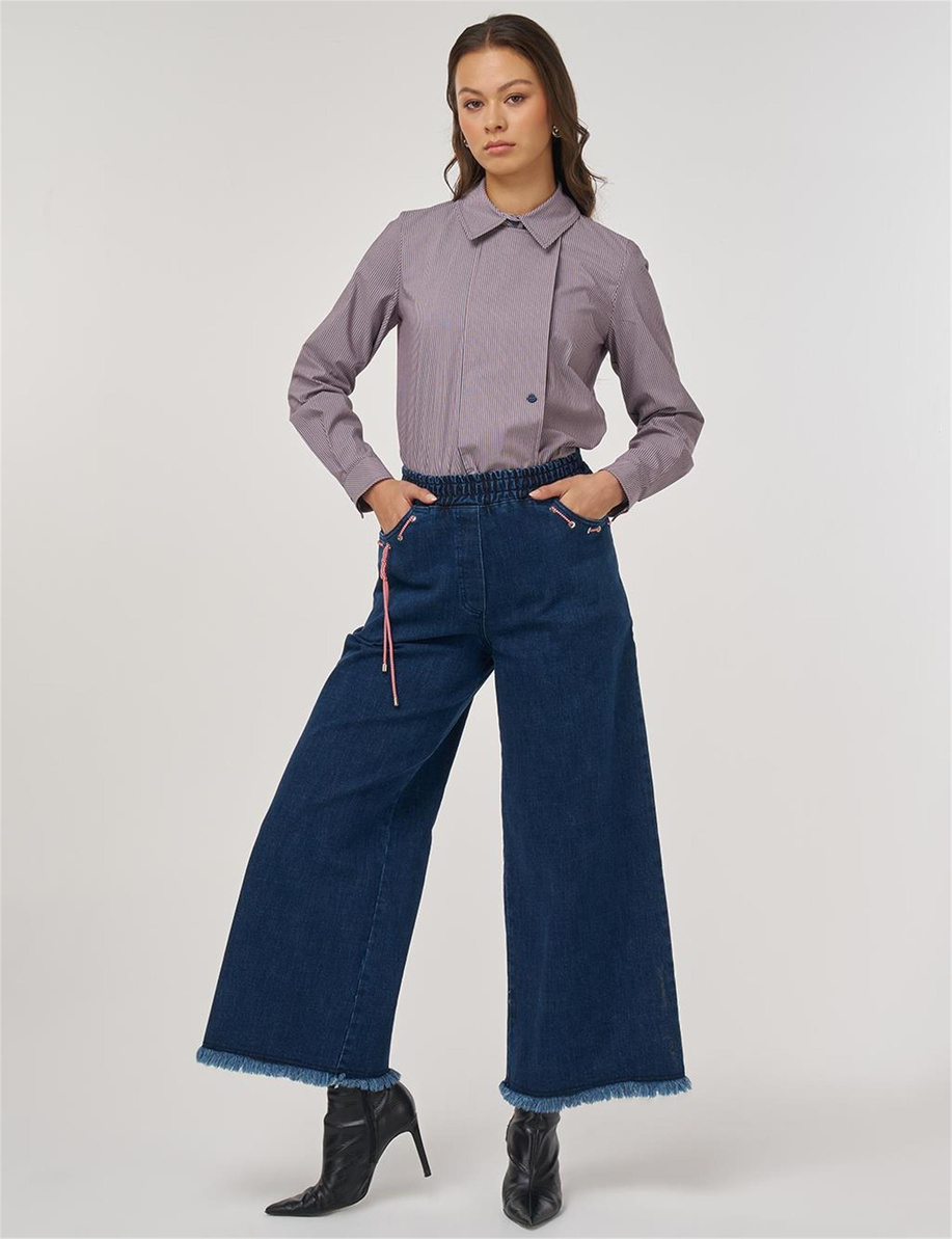 Aksesuar Detaylı Marine Fit Denim Pantolon İndigo